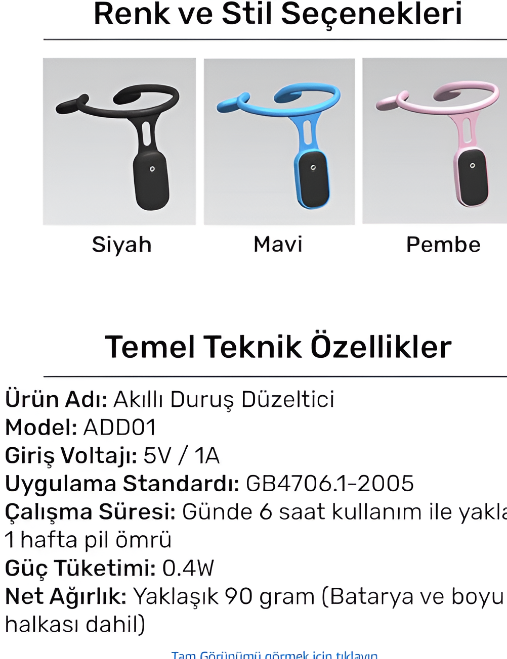 Şarjlı Titreşimli Otomatik Kamburluk Giderici Ergonomik Akıllı Duruş Düzeltici (Mavi)