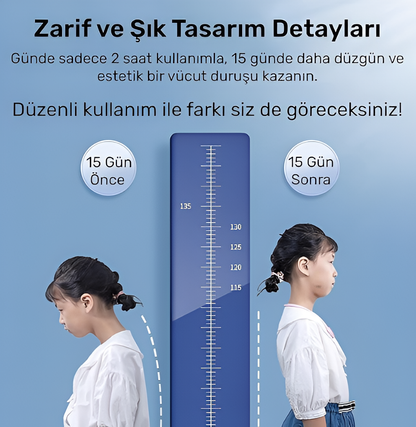 Şarjlı Titreşimli Otomatik Kamburluk Giderici Ergonomik Akıllı Duruş Düzeltici (Mavi)